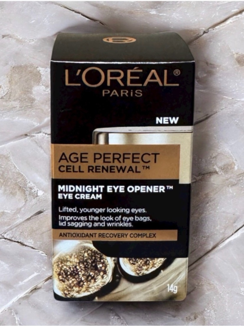 L'Oréal Age Perfect Midnight Eye Opener Eye Cream - Black & Gold